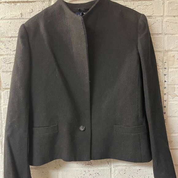 Vintage E.H. Woods Vintage Size 14 Black Wool Blend Blazer Jacket Plus Size - Picture 1 of 10
